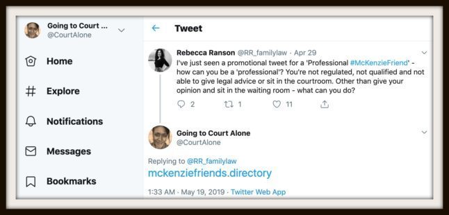 Dispelling the McKenzie Friend myths and dealing with a twitter troll